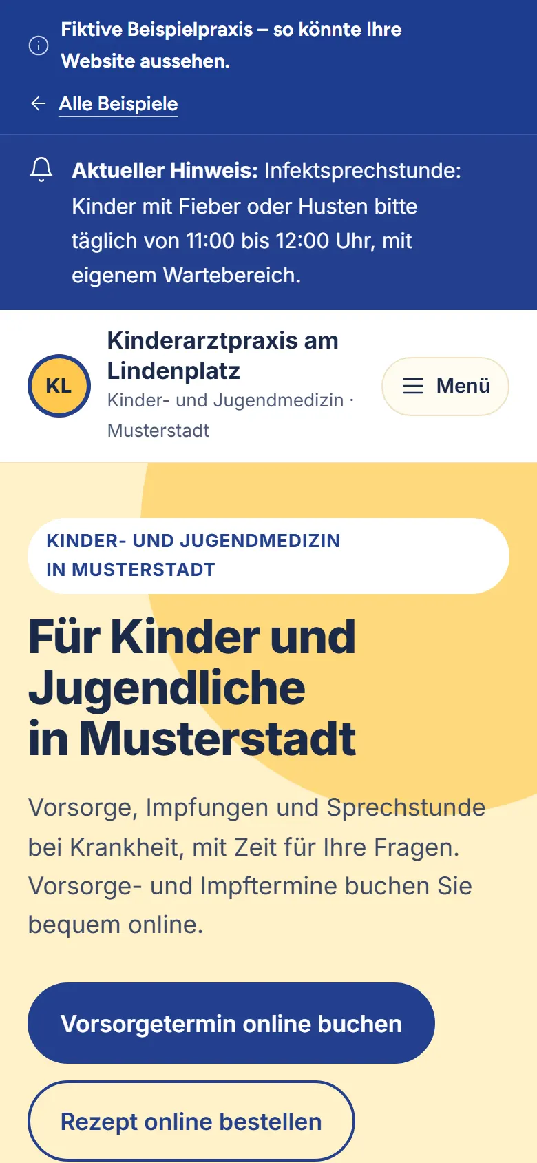 Dieselbe Seite am Handy.