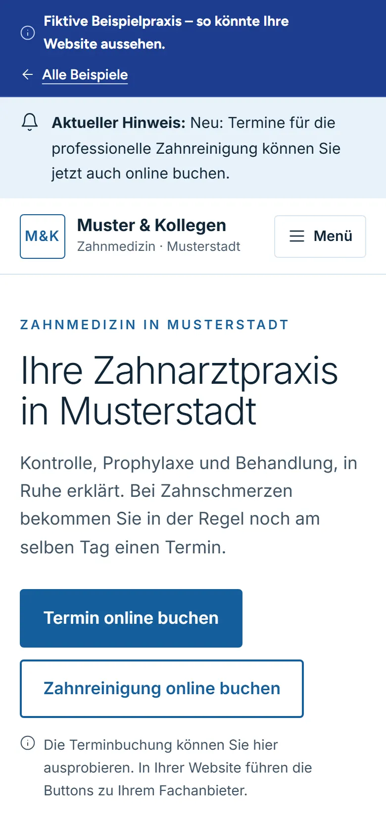 Dieselbe Seite am Handy.